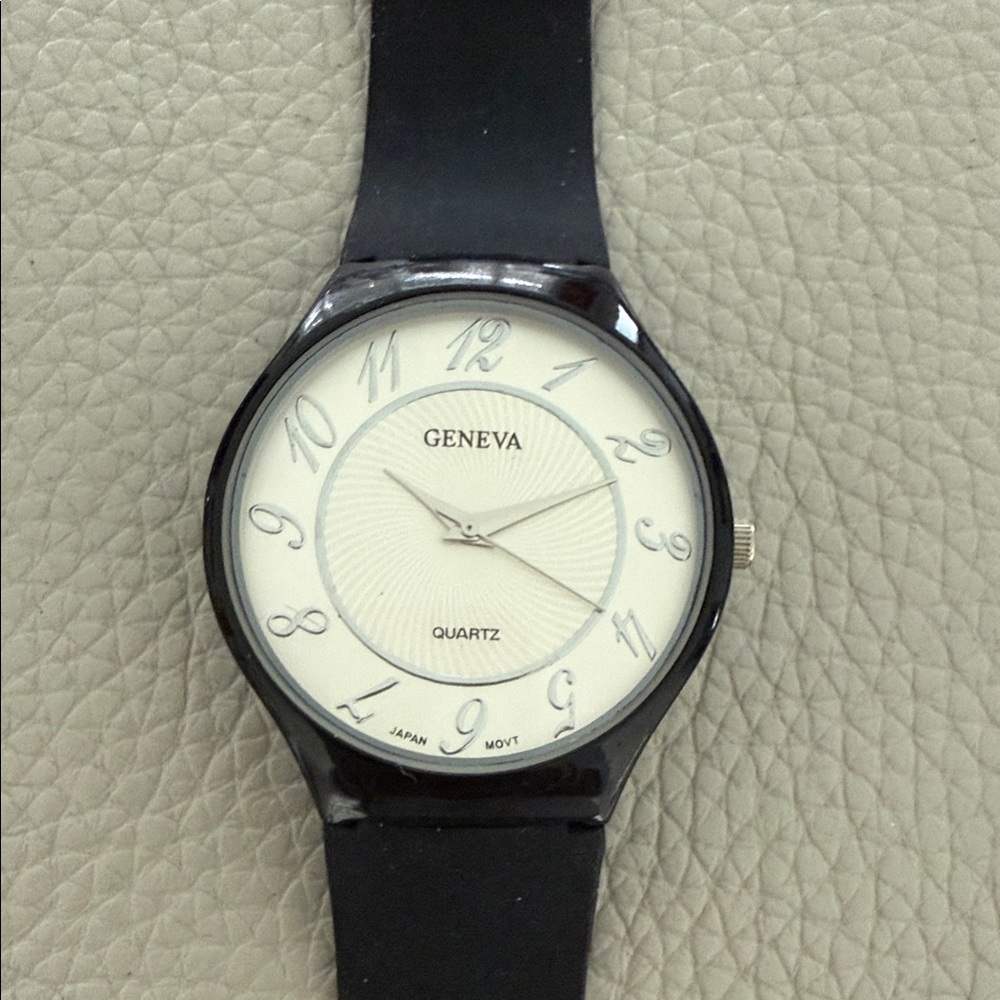 Geneva Elegant Black and Cream Watch